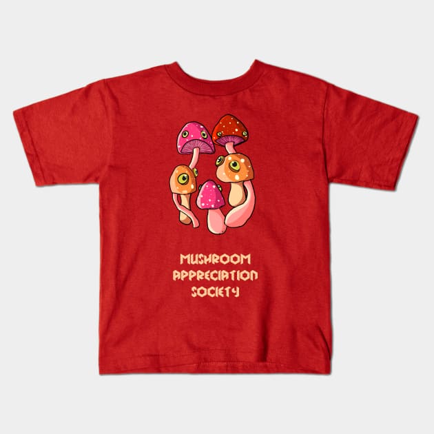 Mushroom Appreciation Society Kids T-Shirt by SmannaTales